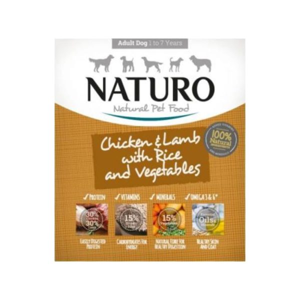 Naturo Piletina, Janjetina, Riža i Povrće 400g | Mokra hrana za pse