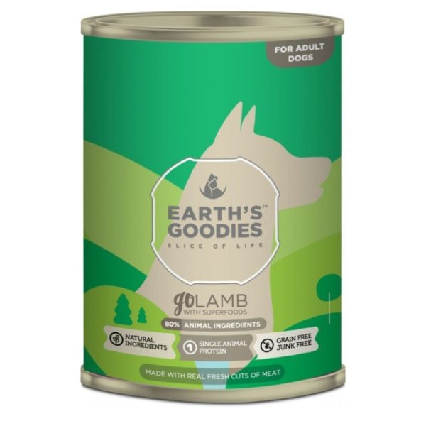 EARTH'S GOODIES goLamb 400g | uravnotežena hrana s janjetinom (80%), spirulinom i sjemenkama konoplje