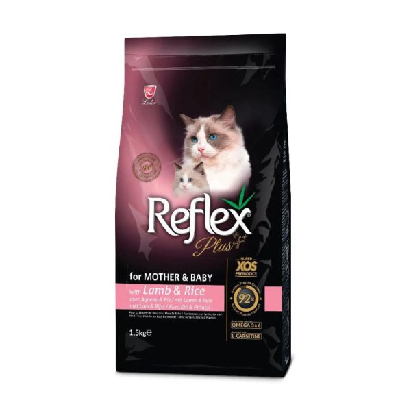 Reflex Plus Mother&Baby Janjetina 1.5kg | Za odrasle mačke i mačiće s janjetinom i rižom. Bogata je vitaminima, mineralima, prebioticima i antioksidansima.