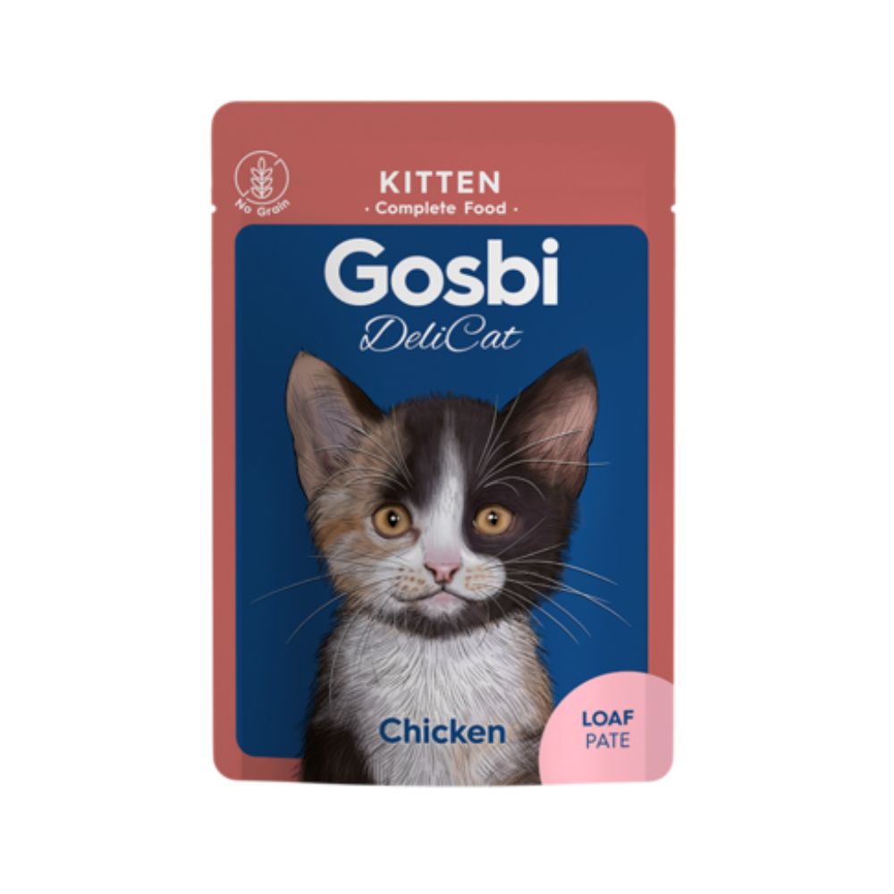 GOSBI Delicat Kitten Piletina 70g | Ovaj recept s 70% svježe piletine i obogaćen taurinom pruža vašem mačiću najbolju moguću prehranu, kako bi imao najbolji početak u životu s Delicatom.