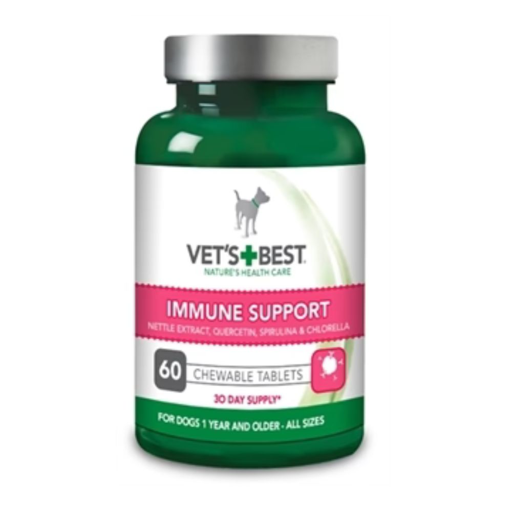 VET'S BEST Immune Support 60tab | Dopunska hrana za pse, starije od 1 godine, s prebioticima, spirulinom, beta glukanom i chlorellom.